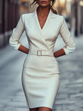 Professional Figure-flattering Solid-color Dress