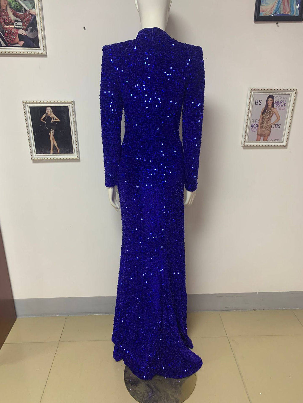 Blue Siren Ji Sequin See-through Dress With High Slit