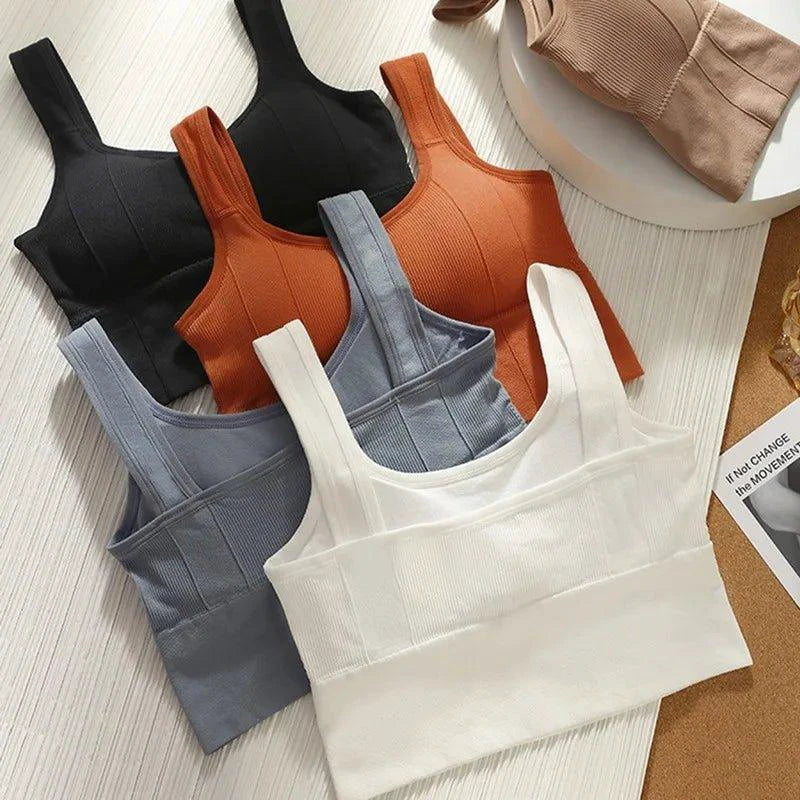 Mandotos Breathable Sports Bra Women Seamless Yoga Top Shockproof Crop Push Up Gym Workout