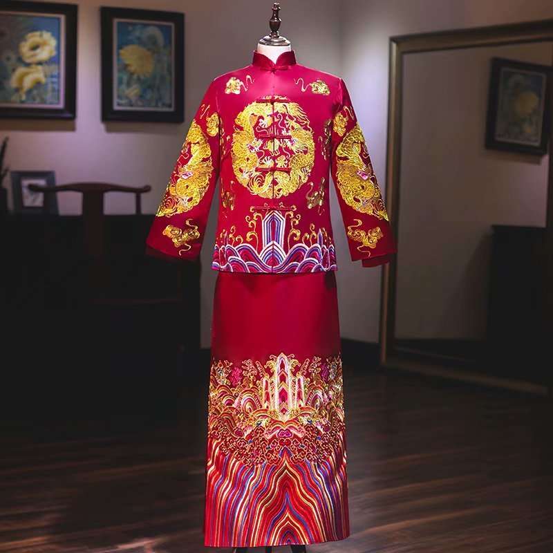 Bridal Slimming Toast Dress Plus Size Chinese Wedding Dress Formal Attire  Horse Face Skirt