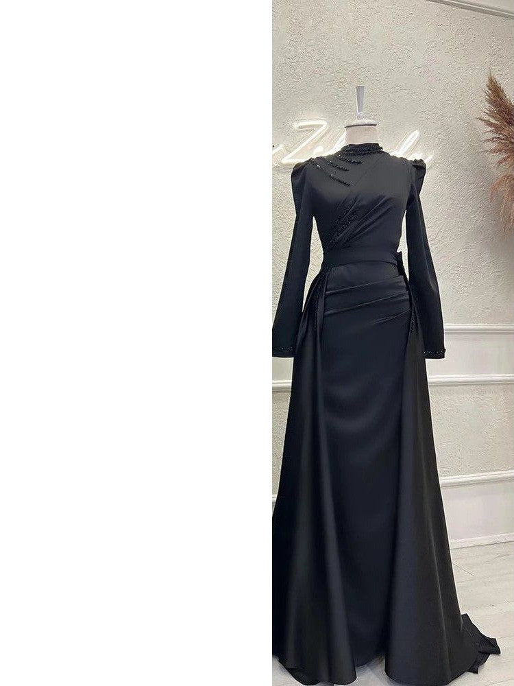 Muslim Stand Collar All-inclusive Long Sleeve Detachable Evening Dress (See size chart where applicable)