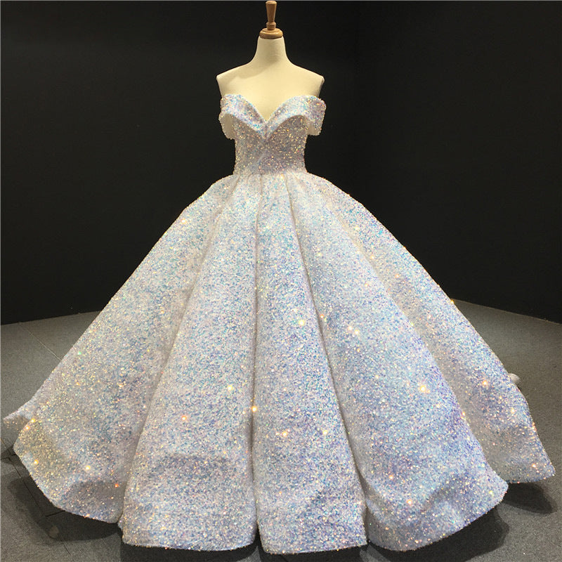 Bridal Wedding Dress Women's Sequined Ball Show Dress See SIZE chart for more details