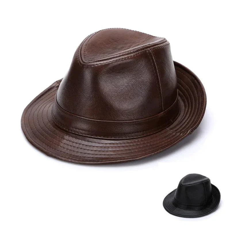 Mandotos Brown Leather Cap Premium Cowhide XL-XXXXL