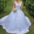 Vintage Lace Wedding Dress - White Bridal Gown with Elegant Lace Detail