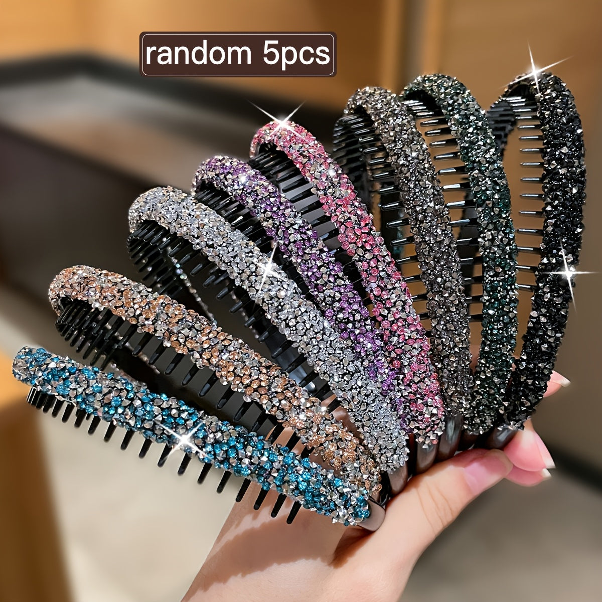 A Set of 5 Random Colorful And Glamorous Hairbands for Women