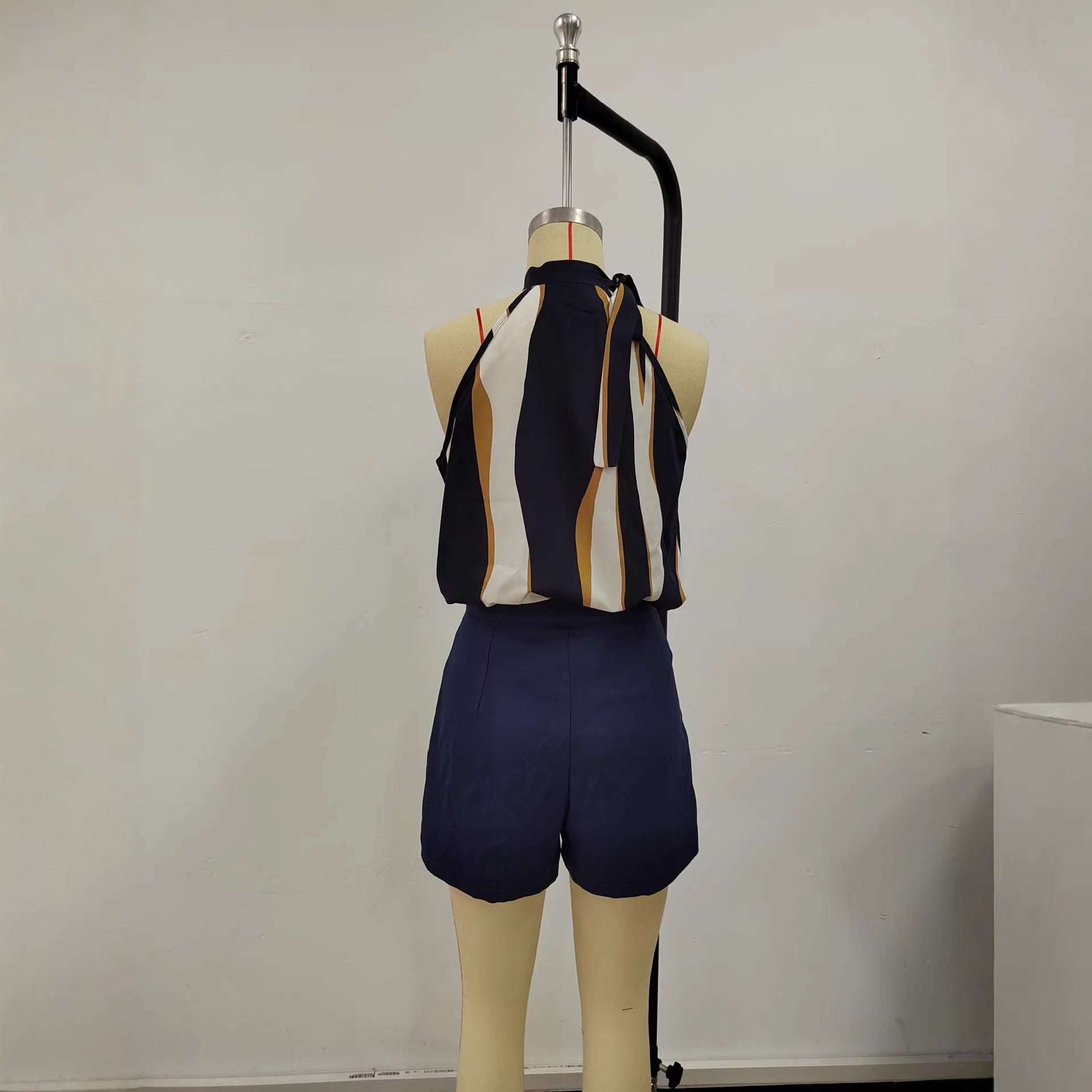 Solid-Color Elegant Double-Breasted Blazer And Shorts Set (See size chart where applicable)