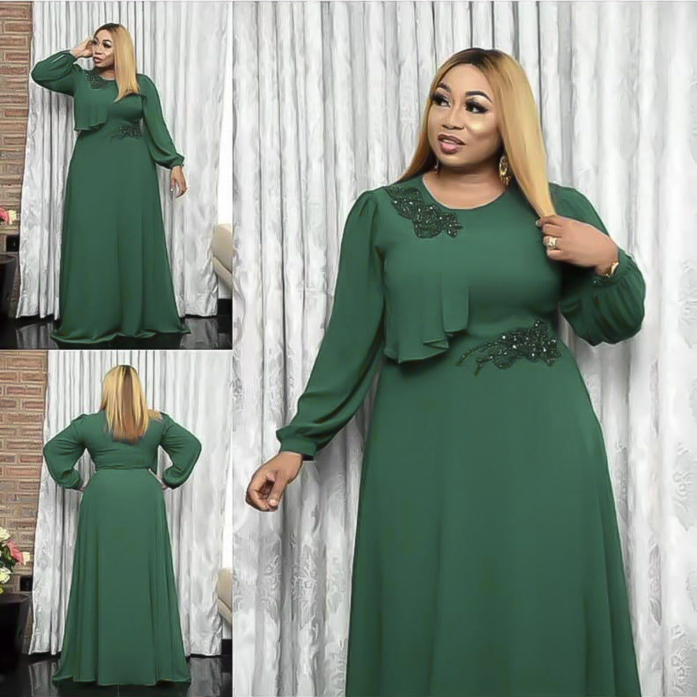Retro Hepburn Women's Long Sleeve Swing Casual Dress