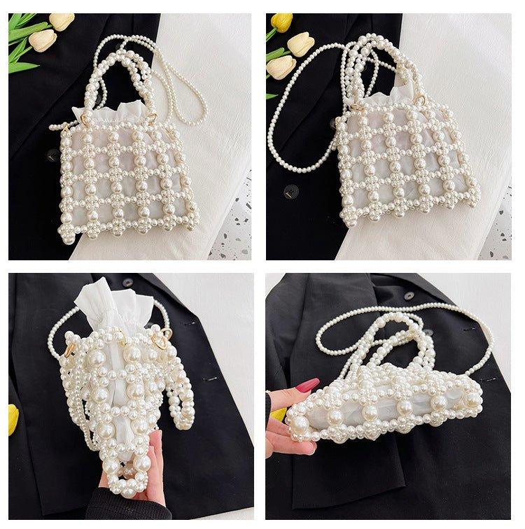 MAC125 Hollow Hand-woven Beaded Pearl Bag