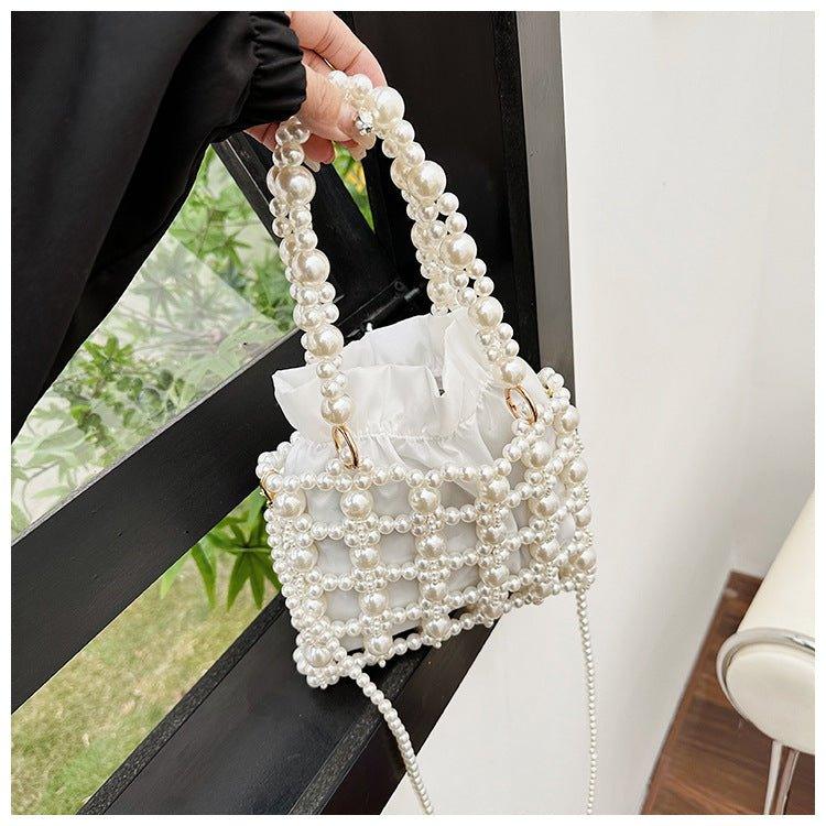 MAC125 Hollow Hand-woven Beaded Pearl Bag