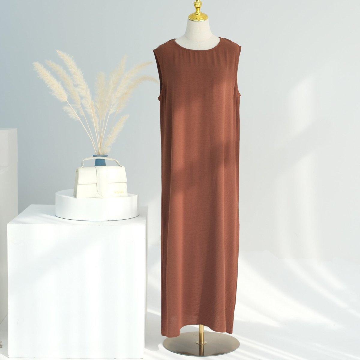 Solid Color Elegant Open Abaya with Pockets | 3-Piece Set Open Abaya (MOA092)