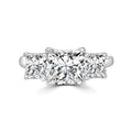 Three stone Square Diamond Veneer Cubic Zirconia 14K Gold Ring. 635R009K
