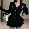 Y2K Kawaii Knitted Two-Piece Set – Elegant Mini Skirt Suit